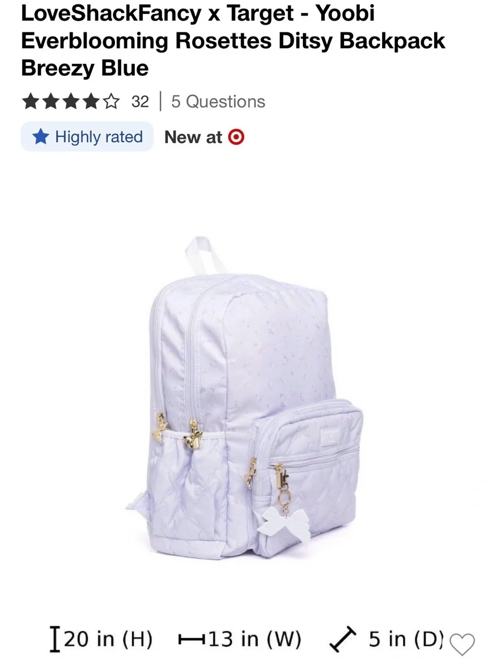 LoveShackFancy Rosettes Ditsy Kids Backpack - Breezy Blue